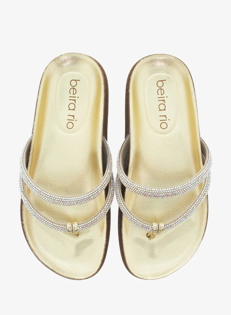 Beira Rio Gold Flat Sandals for Women – Stylish Ladies Flat Sandals & Comfortable Flat Slippers for Women | Best Price UAE
