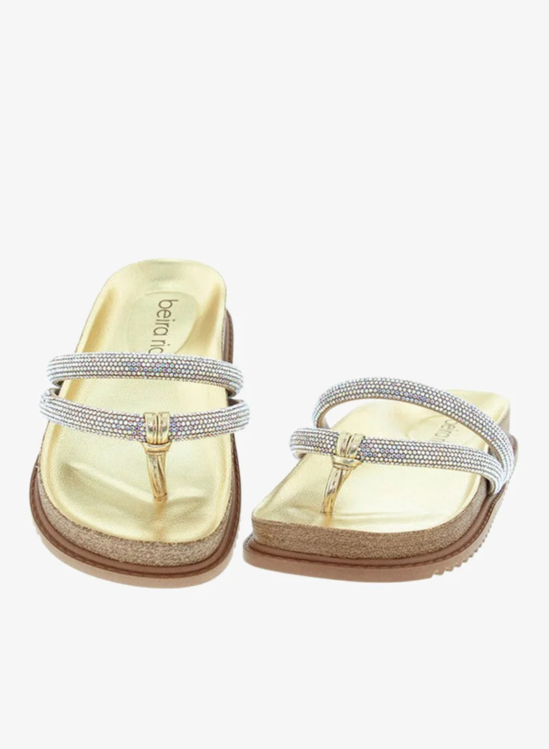 Beira Rio Gold Flat Sandals for Women – Stylish Ladies Flat Sandals & Comfortable Flat Slippers for Women | Best Price UAE