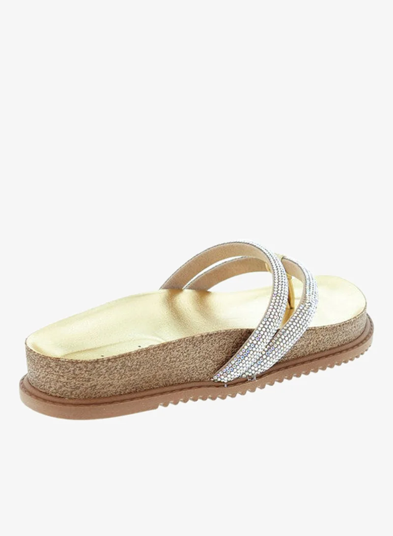 Beira Rio Gold Flat Sandals for Women – Stylish Ladies Flat Sandals & Comfortable Flat Slippers for Women | Best Price UAE