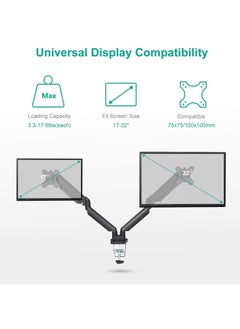 EleTab Dual Monitor Mount Stand - Height Adjustable Monitor Arm Stand