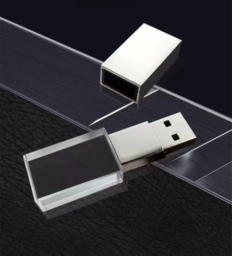 HOPAS New Crystal Transparent Rectangle Genuine USB Flash Drive Wedding Gift Pen Drive,Silver - Image 2