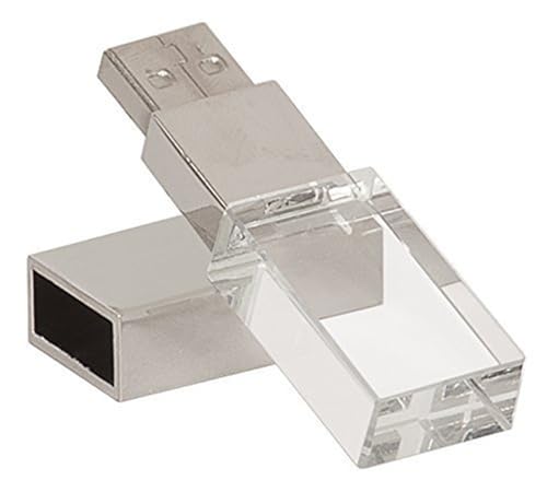 HOPAS New Crystal Transparent Rectangle Genuine USB Flash Drive Wedding Gift Pen Drive,Silver - Image 1
