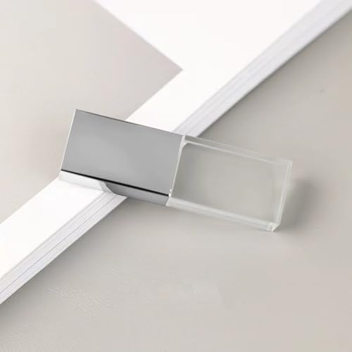 HOPAS New Crystal Transparent Rectangle Genuine USB Flash Drive Wedding Gift Pen Drive,Silver - Image 3