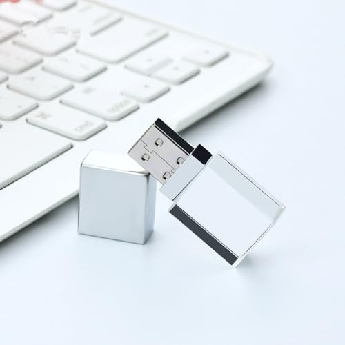 HOPAS New Crystal Transparent Rectangle Genuine USB Flash Drive Wedding Gift Pen Drive,Silver - Image 4