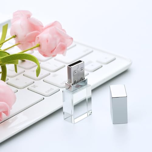 HOPAS New Crystal Transparent Rectangle Genuine USB Flash Drive Wedding Gift Pen Drive,Silver - Image 5