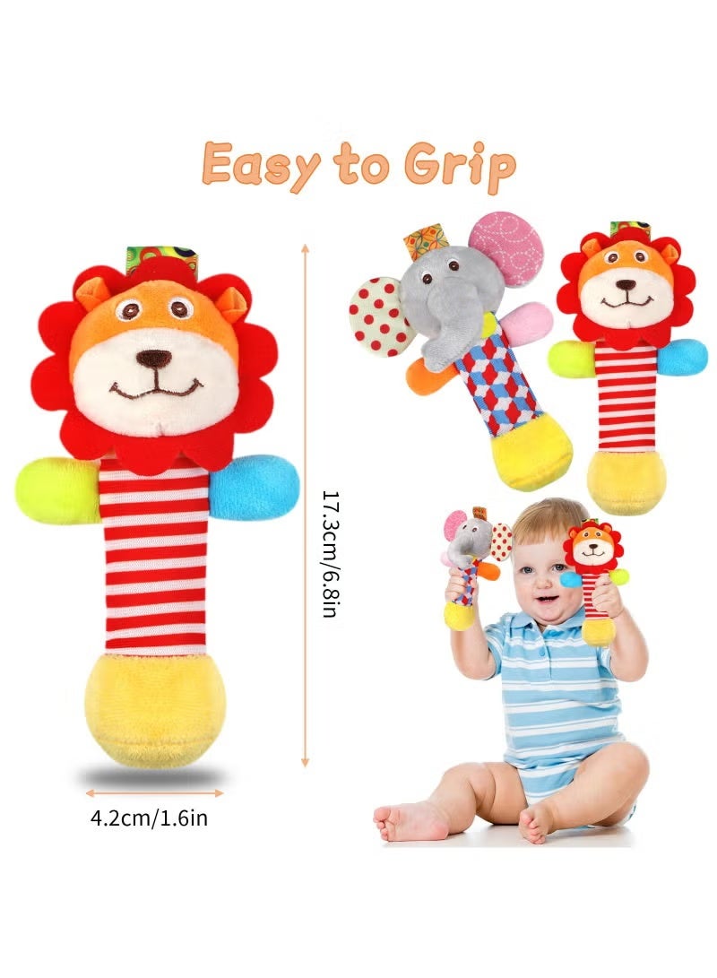 جيفت خشخيشة ناعمة للأطفال، عبوة من قطعتين من ألعاب خشخيشة على شكل حيوانات محشوة للأطفال من عمر 0 ​​إلى 6 أشهر، أول لعبة حسية للطفل مزودة بأصوات، هدية مثالية للأطفال من عمر 0 ​​إلى 6 أشهر. - Image 4