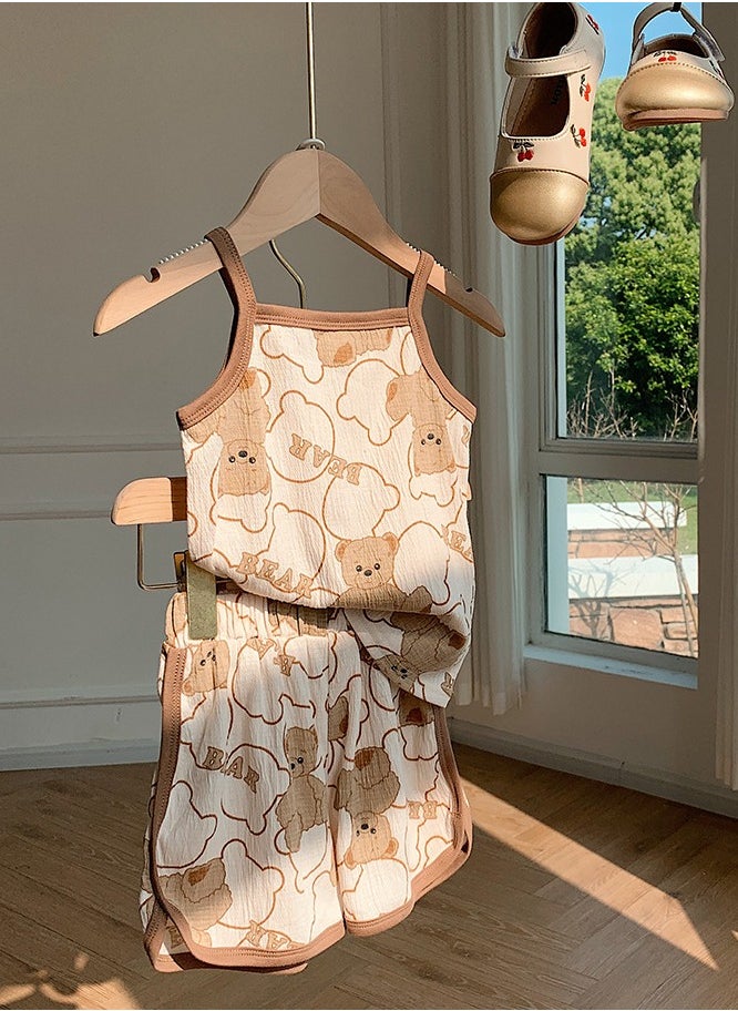 Loquat - Girls Printed Shorts Set Camisole Tank Top And Loose Shorts Summer Casual Set - Image 1