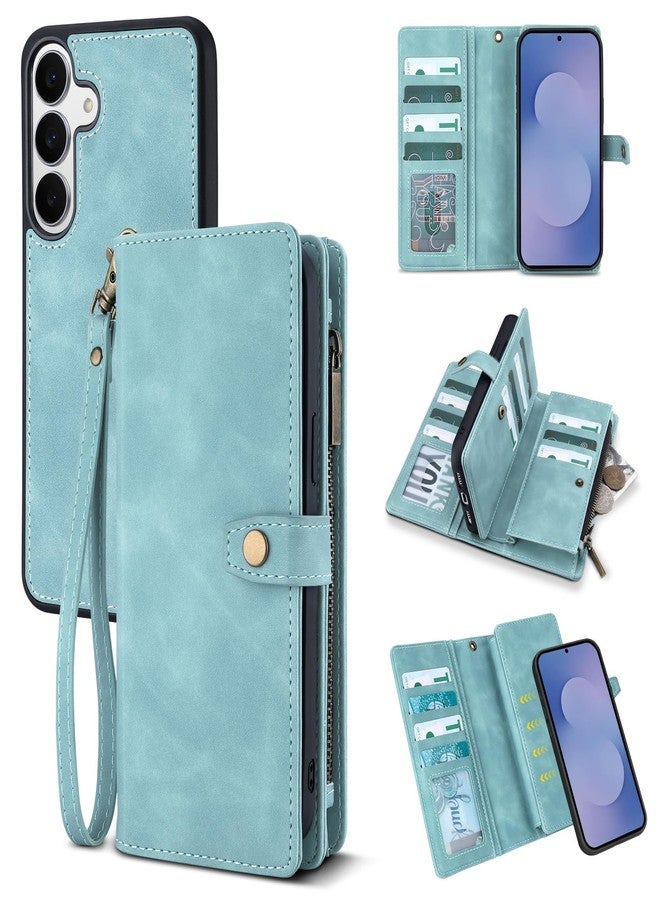 TwoHead Wallet Case Compatible with Samsung Galaxy S25 FE,Detachable Magnetic Phone Case,PU Leather All-Round Protective Cover Wallet,with Card Holder/Change Pocket(6.7 in,Blue) - Image 1