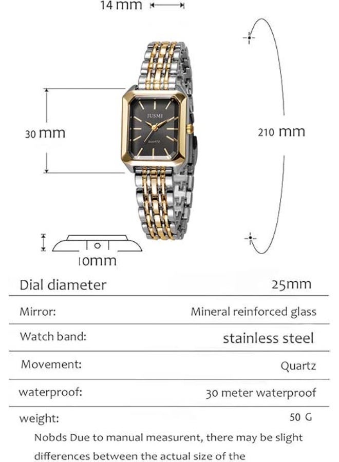 JUSMI Minimalist Vintage Style Ladies Quartz Watch, Metal Steel Case & Band, Women Fashion Wrist Watch (Gold / Black) - Image 5