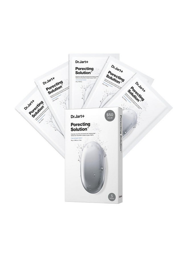 Dr.Jart+ Dermask Porecting Solution Face Mask | Sheet Mask for Oily Skin | Korean Skin Care | Charcoal Face Mask, 5 Pack - Image 1