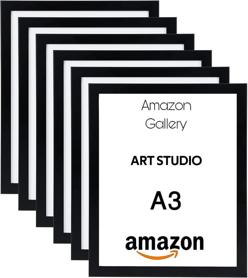 Photo Frame Set, A3 Size 30x40 cm, Wall-Mounted, Pack of 6 (Black-M-) - Image 1
