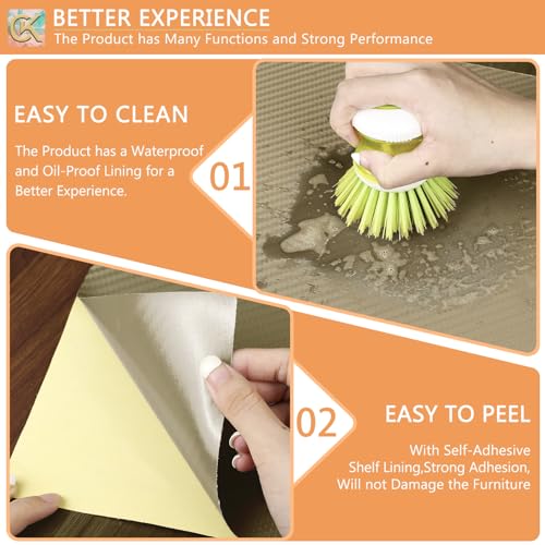 ChiKiner Self-Adhesive Shelf Liner Kitchen Liner, Waterproof Backed Paper Easy Peel and Stick Contact Liner Without Residue for Decor Your Desk Surface, Kitchen Countertops (Dark Khaki, 11.8 x 118.1 inches) - Image 3