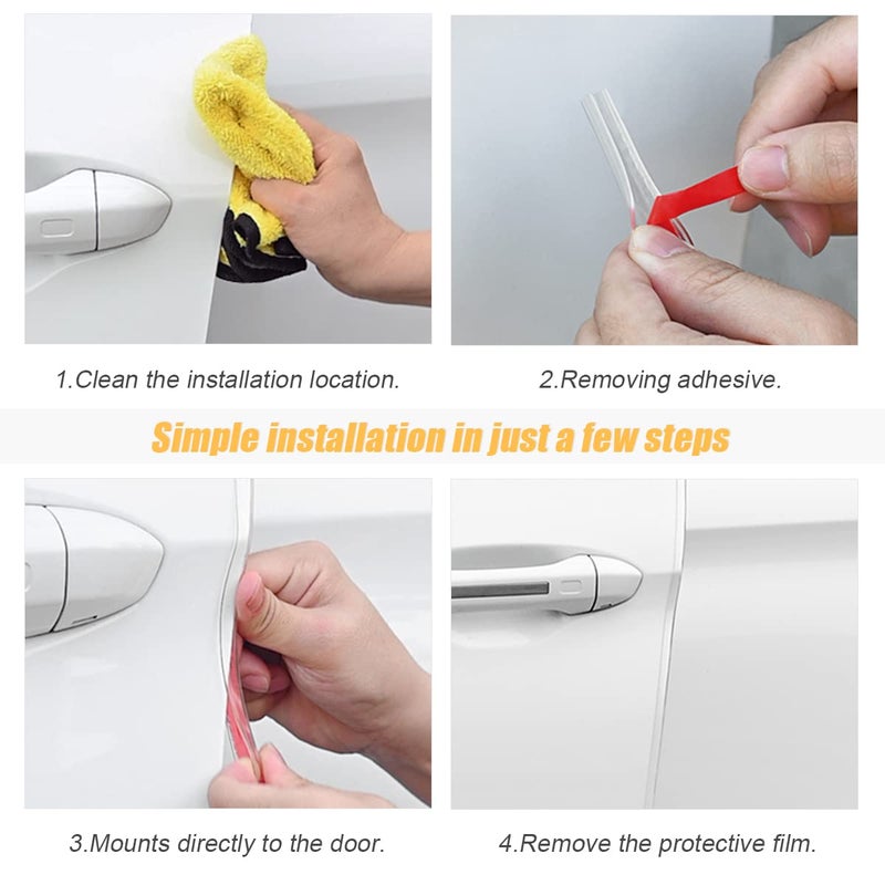AICEL Car Door Edge Guards, 16Ft Clear U Shape No Glue Car Door Edge Protector, Chrome PVC Trim Molding Interior Strips, Automotive Door Entry Guard Protection Fit for Sedans Trucks SUV Boats (Transparent) - Image 4