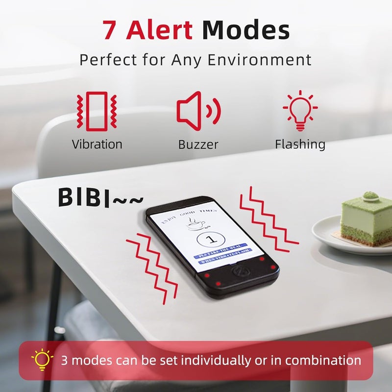 Restaurant Pager System, 7 Alert Model, Wireless Calling Guest Social Distancing, 1640FT Wireless Rechargeable Calling System for Restaurant Hotels, Food Truck, Cafe Shop, Clinic(16 pagers) - Image 3
