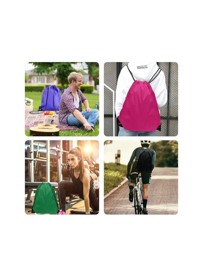 PROMASS 6 Pack Drawstring Bags Drawstring Gym Bag Waterproof Running Backpacks Sports String Bag String Swim PE Bag for Sports, School, Gym, Travel, Swimming Beach Storage Organization - Multicolor - Image 5