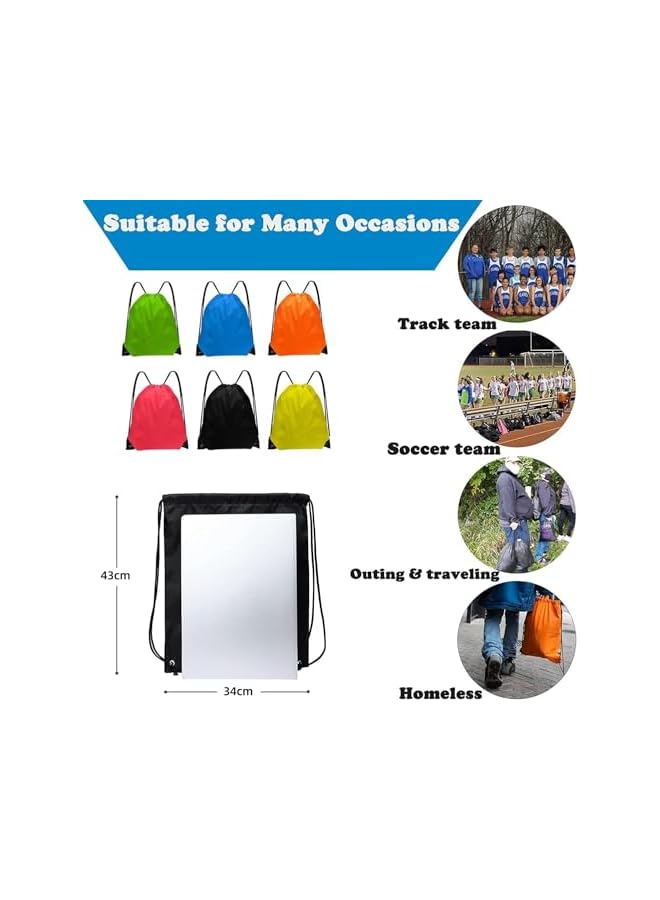 PROMASS 6 Pack Drawstring Bags Drawstring Gym Bag Waterproof Running Backpacks Sports String Bag String Swim PE Bag for Sports, School, Gym, Travel, Swimming Beach Storage Organization - Multicolor - Image 3