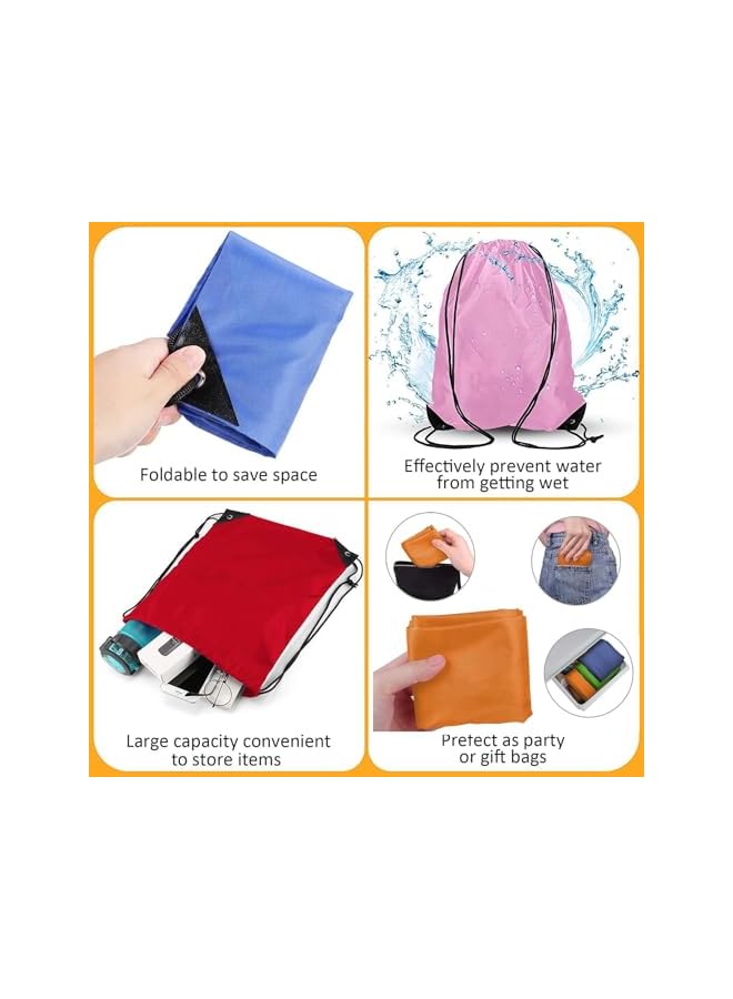 PROMASS 6 Pack Drawstring Bags Drawstring Gym Bag Waterproof Running Backpacks Sports String Bag String Swim PE Bag for Sports, School, Gym, Travel, Swimming Beach Storage Organization - Multicolor - Image 2