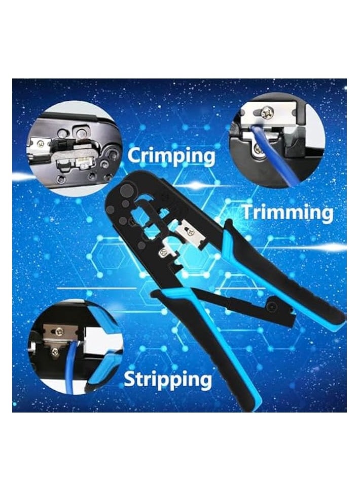 PROMASS Professional RJ45 Crimping Tool Kit for Cat5/Cat6 Ethernet Cables - Includes 50 Pass-Through Connectors, 50 RJ45 Boots, and Mini Wire Stripper for Network Cable Testing  - Image 2