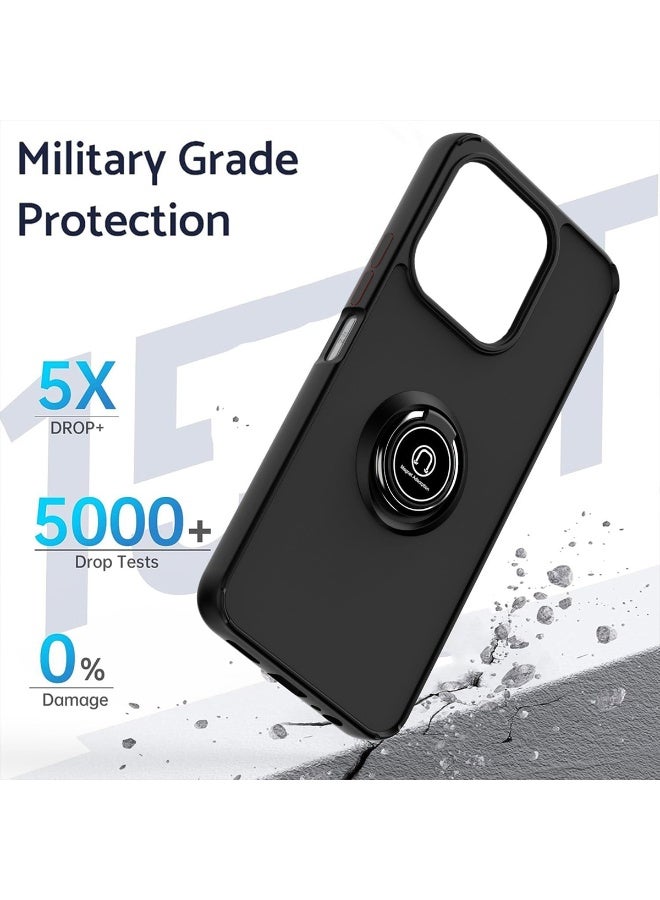 Case Cover for  Honor X7c 4G/5G / Honor 200 Smart 5G, 360°Rotating Kickstand Ring + Support Magnetic Car Mount + Slim Thin PC&TPU Shockproof Mobile Phone Case for Honor X7c 4G/5G, Black - Image 5