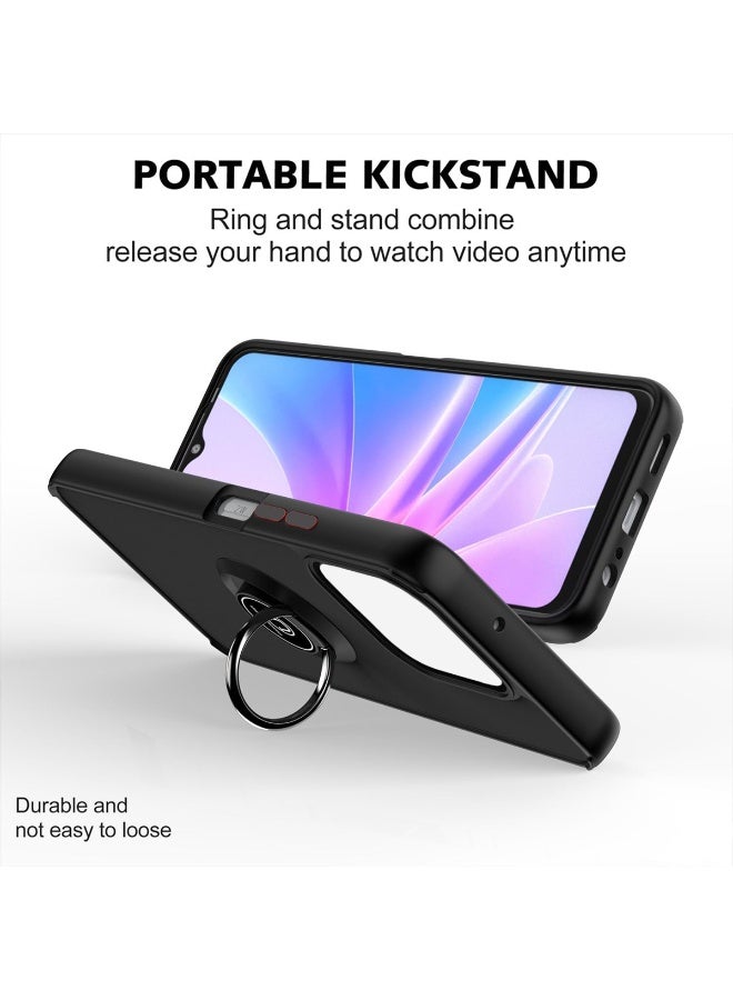 Case Cover for  Honor X7c 4G/5G / Honor 200 Smart 5G, 360°Rotating Kickstand Ring + Support Magnetic Car Mount + Slim Thin PC&TPU Shockproof Mobile Phone Case for Honor X7c 4G/5G, Black - Image 4