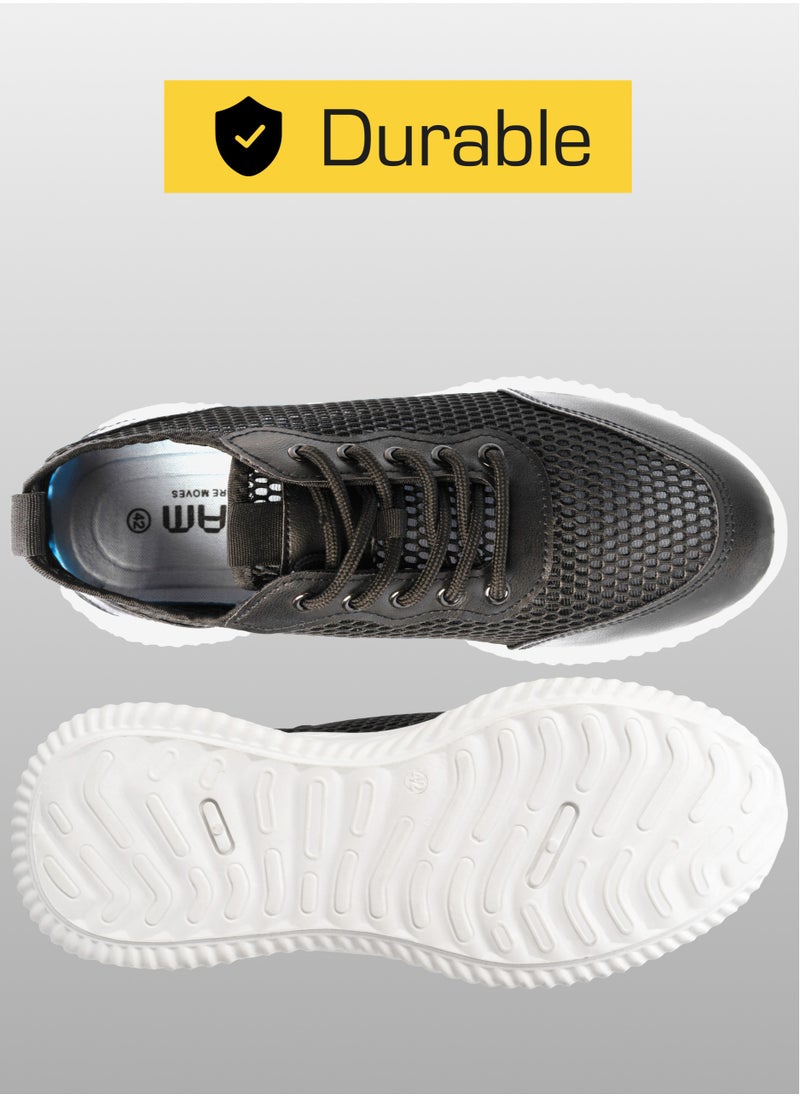 Wam Shoes for Men - Comfortable Sneakers, Trainer Shoes, Casual Mens Shoes, Gym Shoes, Lightweight and Breathable Walking Shoes, Sport Shoes for Men, Textile Mesh Lining, Black  - Image 4