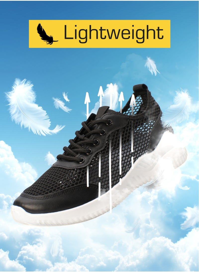 Wam Shoes for Men - Comfortable Sneakers, Trainer Shoes, Casual Mens Shoes, Gym Shoes, Lightweight and Breathable Walking Shoes, Sport Shoes for Men, Textile Mesh Lining, Black  - Image 3