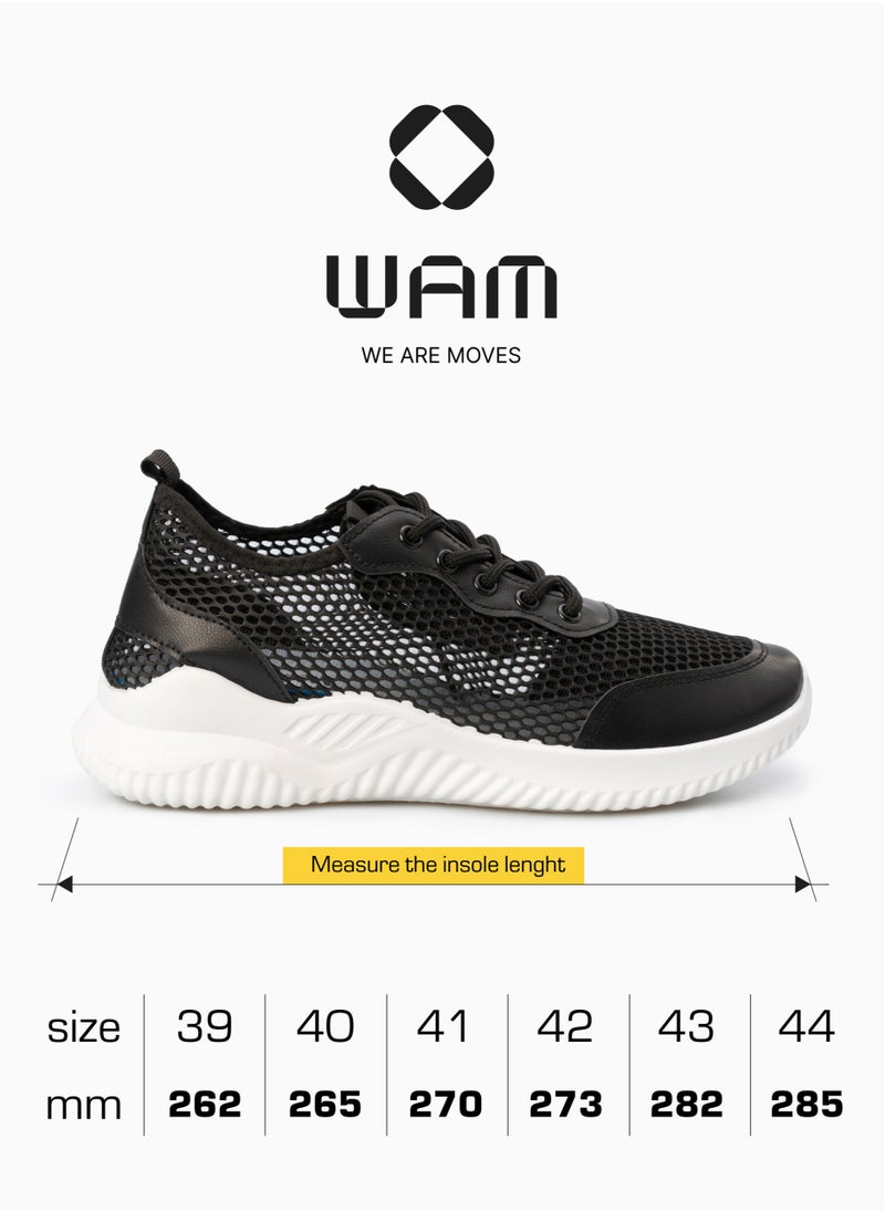 Wam - Shoes for Men - Comfortable Sneakers, Trainer Shoes, Casual Mens Shoes, Gym Shoes, Lightweight and Breathable Walking Shoes, Sport Shoes for Men, Textile Mesh Lining, Black - Image 1
