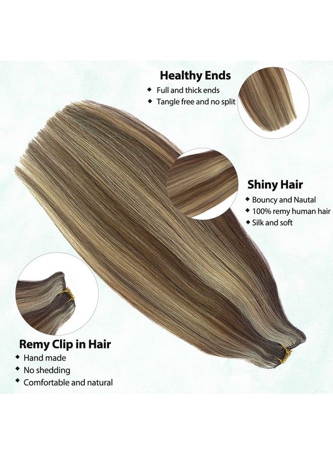 Valiilo Hair Extensions Clip In Brown To Bleach Blonde Balayage Remy Clip In Human Hair Extensions Natural Hair Extensions 18Inch 7 Pieces 70 Gram - Image 3