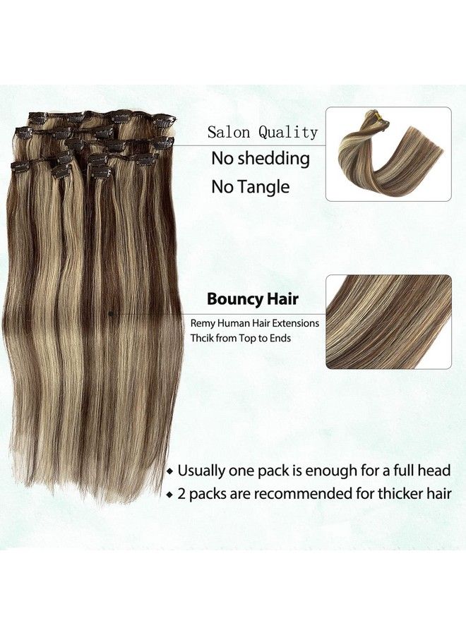 Valiilo Hair Extensions Clip In Brown To Bleach Blonde Balayage Remy Clip In Human Hair Extensions Natural Hair Extensions 18Inch 7 Pieces 70 Gram - Image 5