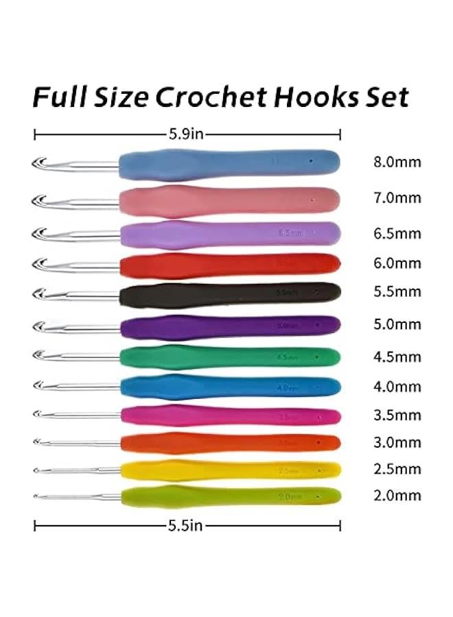 RYNX Crochet Hooks Set 12 Sizes Crochet Hooks with Case Ergonomic Crochet Hooks Soft Grip Crochet Handles for Arthritic Hands Beginners Ms Day  Large Crochet Needle Hooks… - Image 2