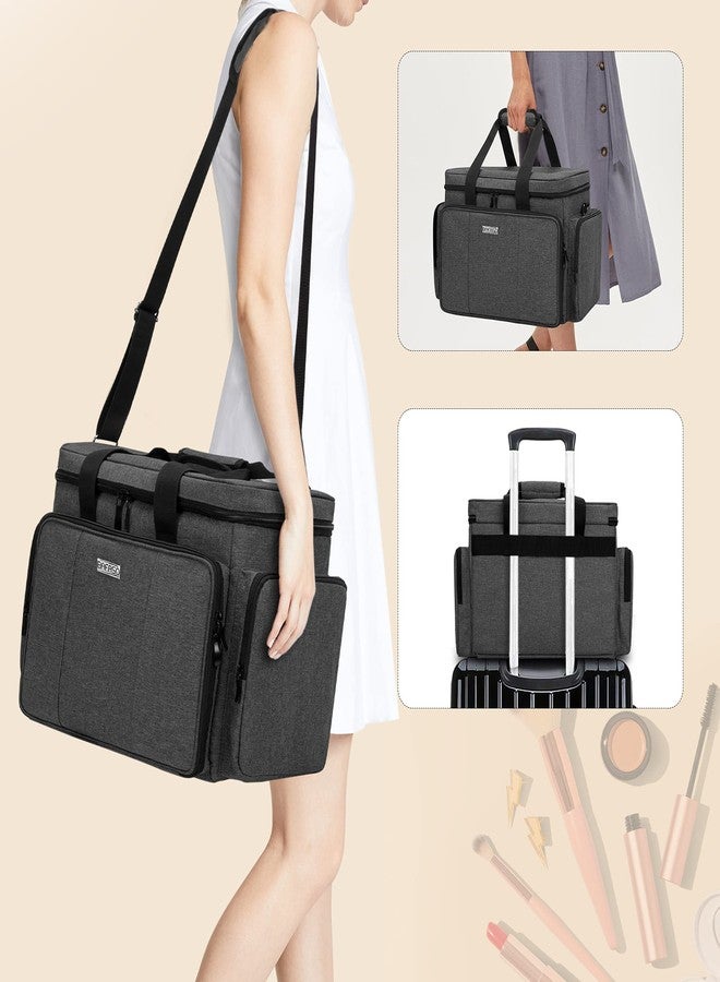 BAFASO Large Makeup Bag Cosmetic Bag with Removable Dividers, Travel Makeup Case Holds Cosmetics and Hair Supplies, Black - Image 5