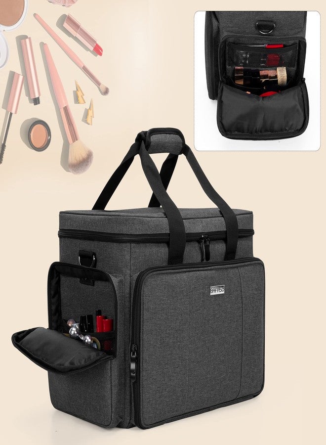 BAFASO Large Makeup Bag Cosmetic Bag with Removable Dividers, Travel Makeup Case Holds Cosmetics and Hair Supplies, Black - Image 4