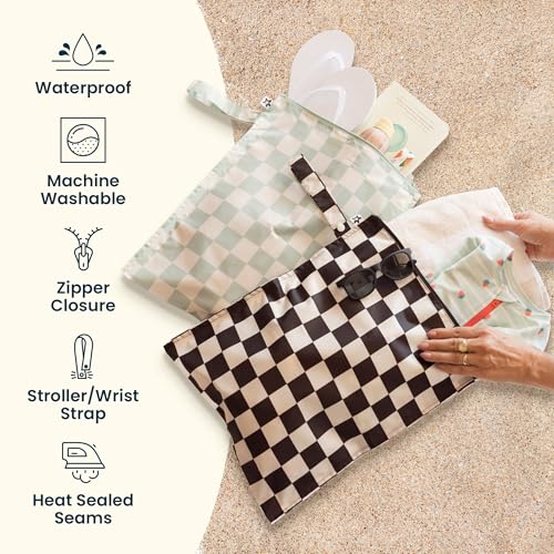 Tiny Twinkle Wet Dry Bag – 2 Pack Reusable Waterproof & Mess Proof Wet Bags for Swimsuits & Travel, Baby Towels & Beach Essentials,a Diaper Bag Must-Have(Blue Floral) - Image 3