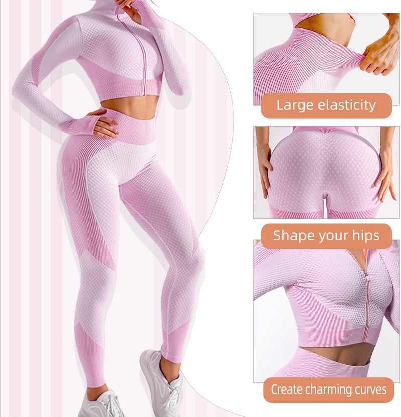 Veriliss 3pcs Seamless Outfit Workout Sets Gym for Women, Fitness Sports School Running Clothes Yoga Sportswear - Image 4