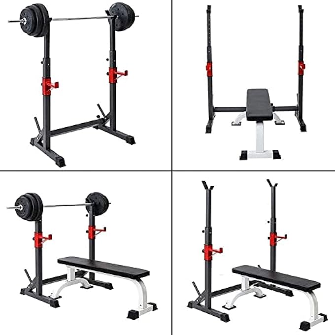 rayihni X Squat Rack Bench Press Men'S Fitness Barbell Rack Multifunctional Shelf Adjustable Bracket Home Indoor Gym Strength Training Stand Squat Rack Weight Lifting - Image 2