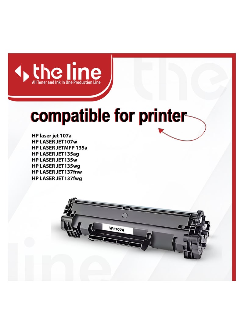 The Line - The line W1107A Toner Cartridge with Compatible with HP Laser 107A, 107W, MFP 107W, MFP 135A, MFP 137fnw Printers - Image 1