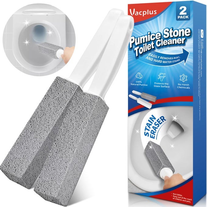 TOILET BRUSH TOILET BOWL CLEANERS WITH EXTRA LONG HANDLE 100 PUMICE STONE FOR TOILET CLEANING REMOVE LIMESCALE RUST CLEANING SUPPLIES FOR TOILET POOL BATHROOM SINK 2 PACK