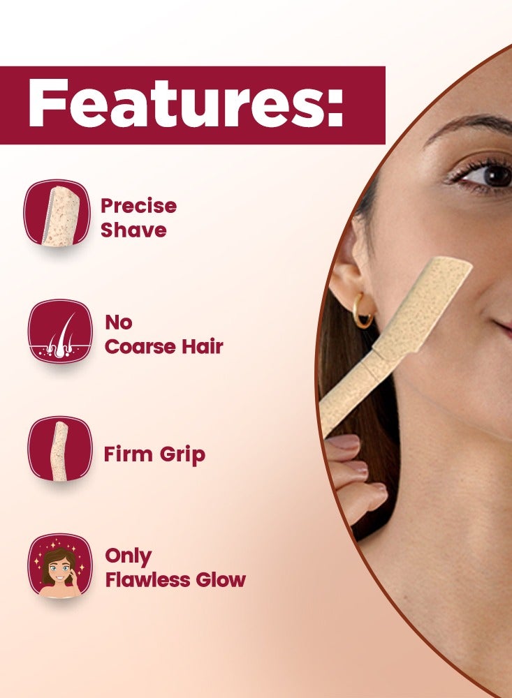 Floren 3-pcs Face Razor For Women I For Smooth & Effortless Facial Hair Removal I Suitable For Peach Fuzz, Chin, Upper Lips, Eyebrows, Dermaplaning Tool I Pack of 3 razors - Image 3