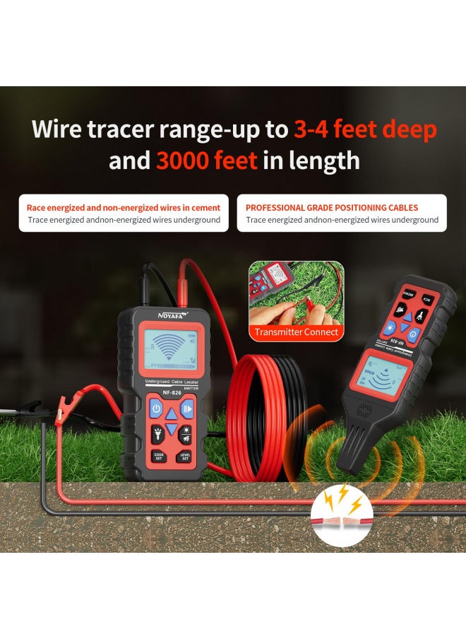NOYAFA NOYAFA NF-826 Underground Cable Tester Wire Locator Tracker Detector, Wall and Underground Pipeline Wire Detector. Test Short Circuit Breaker of Wall and Underground Cables.  - Image 1