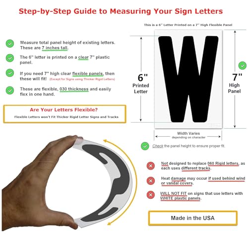 Sign Letter Depot Changeable Sign Letters 6” on 7-inch Flexible Panel - Condensed Font, Made in USA, Compatible with Flexible Letter Track or Texas Track - Image 2
