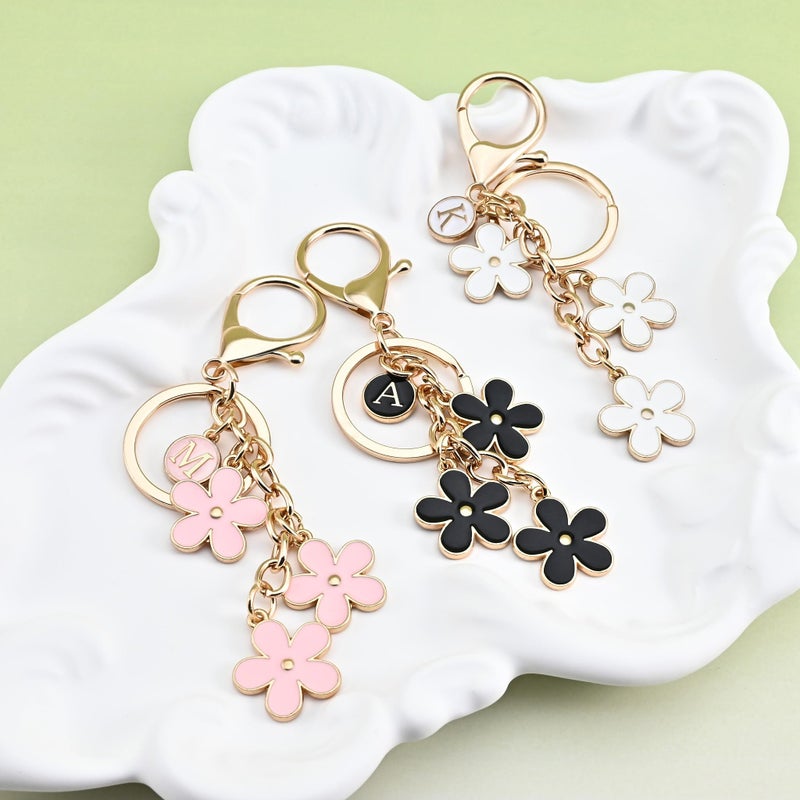 OUMILAN Initial Letter Keychain Cute Flower Charms Keyring for Handbag Backpackâ€“Personalized A-Z Alphabet Jewelry Gift for Women Girl (A, Pink) - Image 5