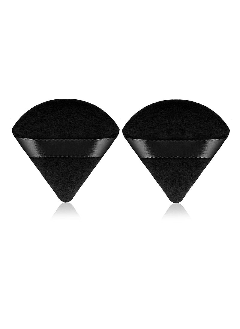 ORiTi 2 PCS Triangle Powder Puffs Face Cosmetic Powder Puff Washable Reusable Soft Plush Powder Makeup Sponge  - Image 1