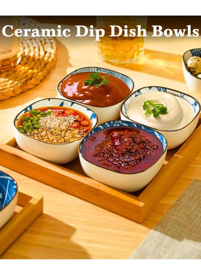 Chase Up Ceramic Sauce Dishes - Set of 6 Appetizer Plates, Dipping Bowls for Sushi, Soy, Snacks - Japanese Small Seasoning Side Dishes - Image 3
