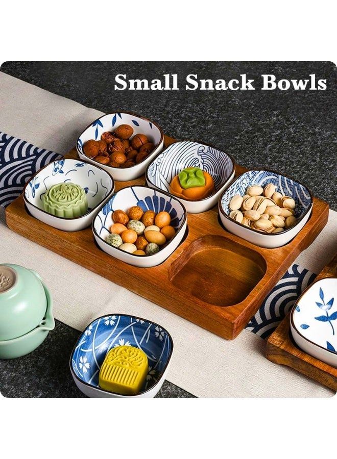 Chase Up Ceramic Sauce Dishes - Set of 6 Appetizer Plates, Dipping Bowls for Sushi, Soy, Snacks - Japanese Small Seasoning Side Dishes - Image 2