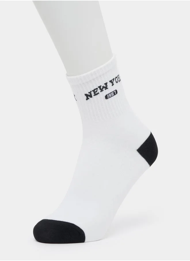 Styli Contrast Sole Ribbed Crew Socks