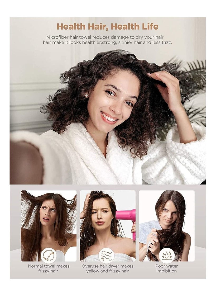 Microfiber Hair Towel,3 Packs Hair Turbans for Wet Hair, Wrap Hair Towels for Women Anti Frizz Fast Hair Drying Towel Ultra-Absorbent Soft for Curly Long Thick Hair (Blue, Grey) - Image 4