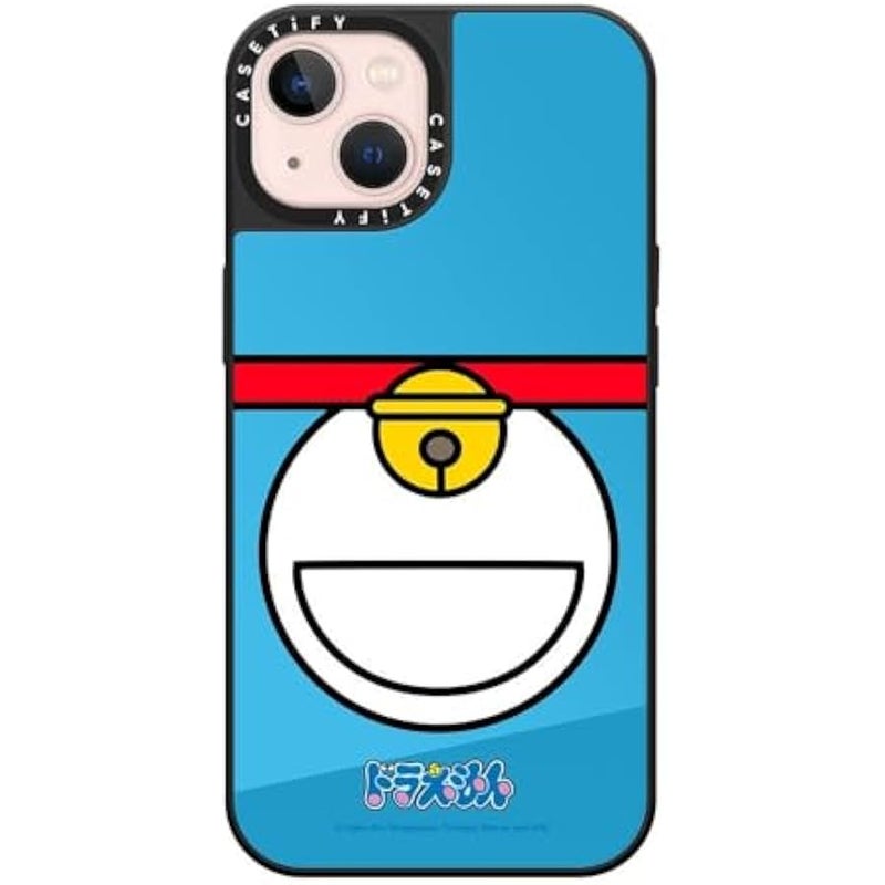 Casetify Mirror iPhone 13 Case 【Doraemon Co-Lab / 4.9ft Drop Protection/Compatible with Magsafe】 - Doraemon Bell - Silver on Black - Image 1