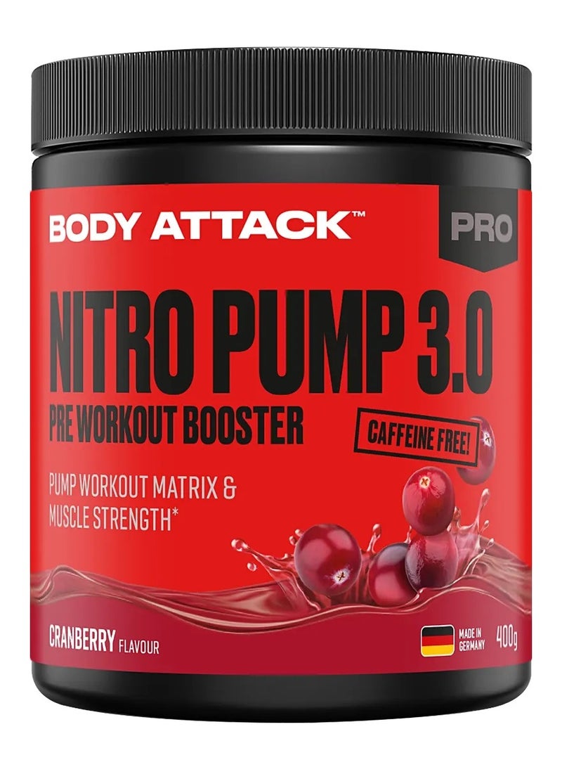 Nitro Pump 3.0 Pre-Workout Booster Caffeine Free 400g - Cranberry