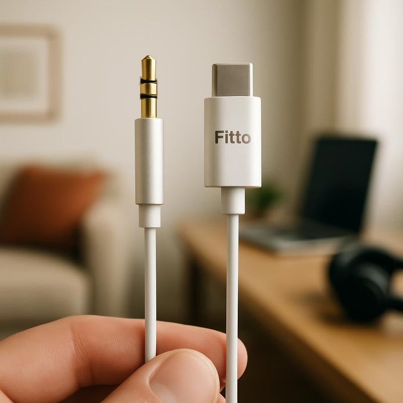 Fitto Type C to 3.5mm AUX Audio Adapter Cable, White