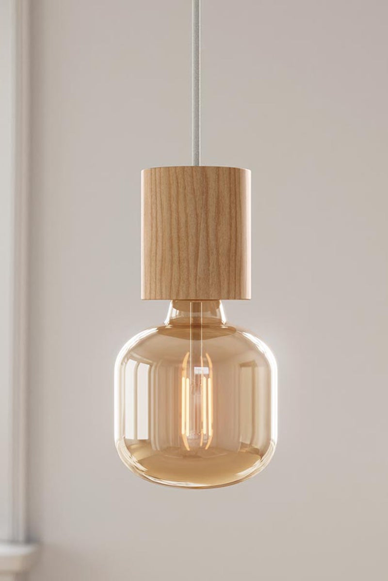 Tchibo Wooden Pendant Lamp 17,5 x 12,5 cm, Beige - Image 1